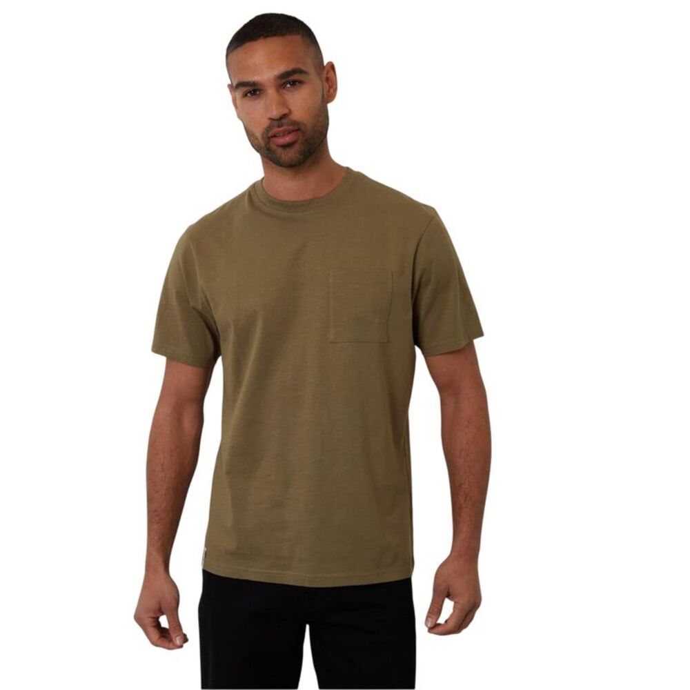 Threadbare Mens Chest Pocket Regular T-Shirt / Khaki Green